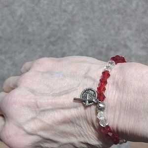 CLEARANCE-FINAL PRICE-NO OFFERS PLEASE-CRYSTAL BEADED CROSS STRETCH BRACELET